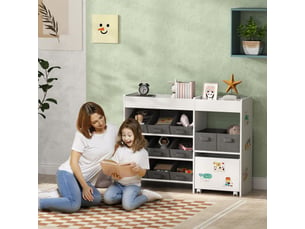 Étagère à jouets pour enfants étagère à livres 11 bacs de rangements en tissu non tissé 105 x 30 x 80 cm blanc