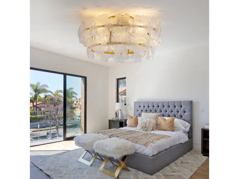  Ventilateur de plafond avec lustre cristal 52cm - plafonnier ventilateur pour salon, led 6 vitesses, moteur dc - doré  - Conforama C