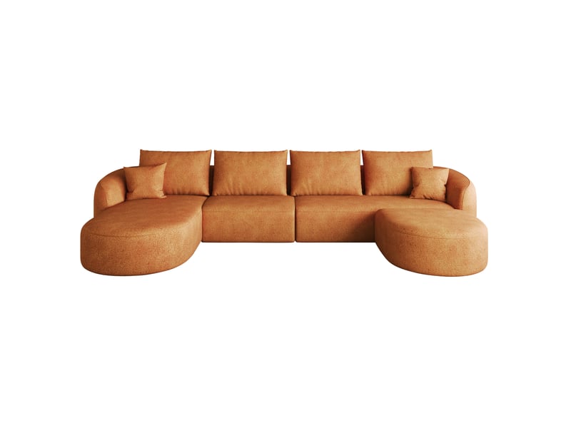 Canapé panoramique tcqpz en u modulable 5 places 336 x 168 x 85 cm sans montage tissu chenille orange - Conforama A