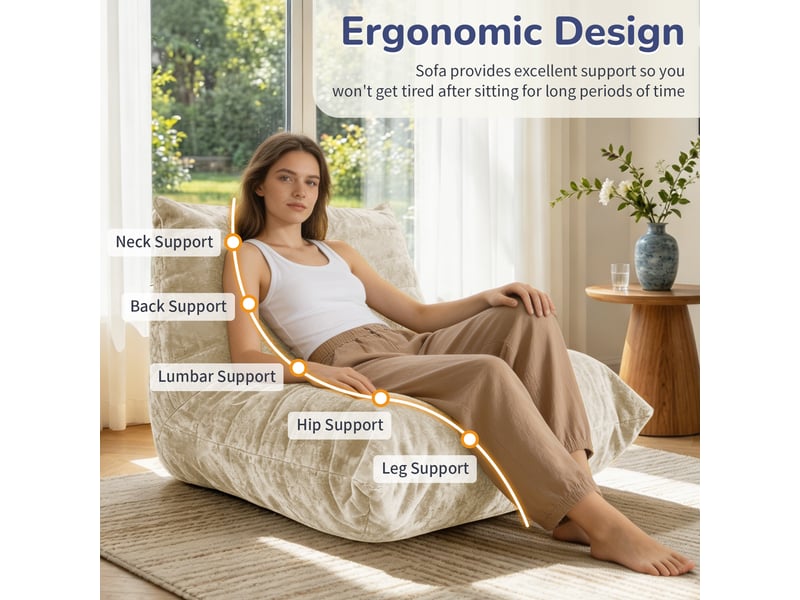 Pouf poire - pouf chenille volante, canapé ultra-doux et confortable. Canapé lounge relaxant et élégant, idéal, beige - Conforama C