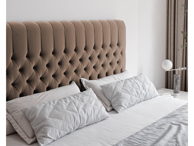 Lit adulte alba - 180x200 cm - matelas ressorts + surmatelas - coffre de rangement - velours dense hydrofuge marron clair ALBA - Conforama D