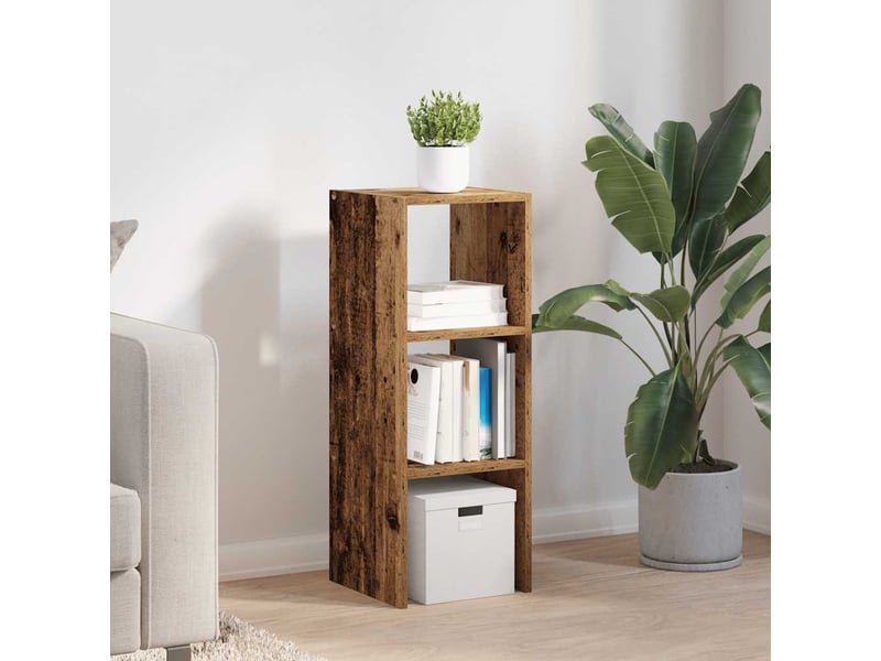  Bibliothèque, meuble de rangement salon empilable vieux bois 30x30x80 cm bois d'ingénierie  - Conforama C