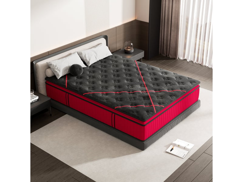  Matelas 90x190, matelas à ressorts ensachés, 30cm épaisseur, isolation des mouvements, mousse de confort double, soutien sur 7 zones, h3h4 ferme, hybride  - Conforama E