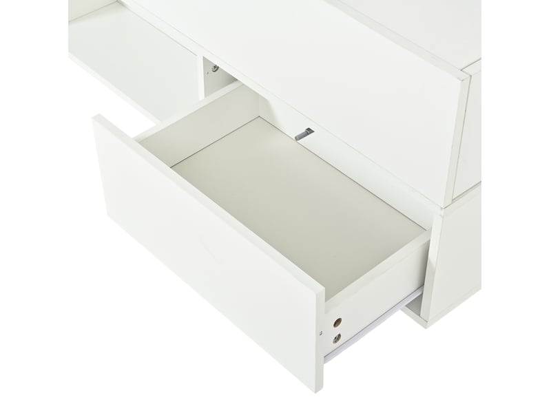 Table basse relevable 100x50x52 cm à roulettes panneau de particules blanche  - Conforama D