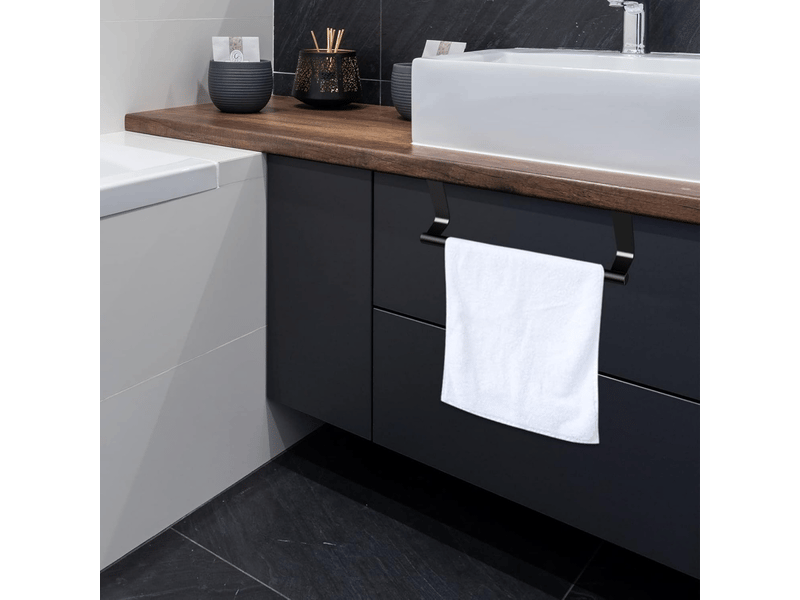  Porte-serviettes de porte sans perçage, à suspendre dans un placard, en acier inoxydable, pour salle de bain, cuisine, 23 cm (noir)  - Conforama D
