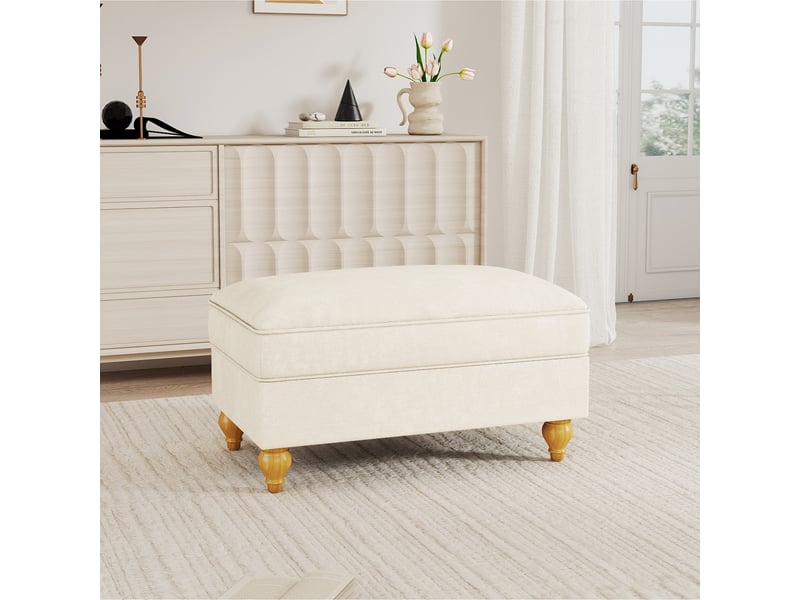 Tabouret windsor chenille - blanc SF20250034004 - Conforama D