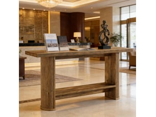 Table basse fixe avec étagère et plateau rectangulaire style moderne en panneau de particules brun 140 × 30 × 80 cm