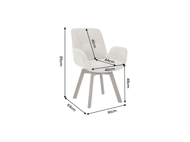  Lot de 2 chaises design sorrano pivotantes à 360° en tissu tweed taupe et pieds en chêne foncé  - Conforama C