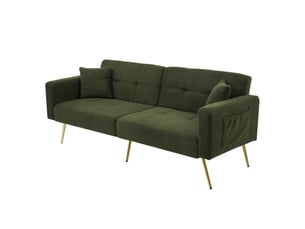 Canapé droit convertible OKWISH 2 places Tissu vert
