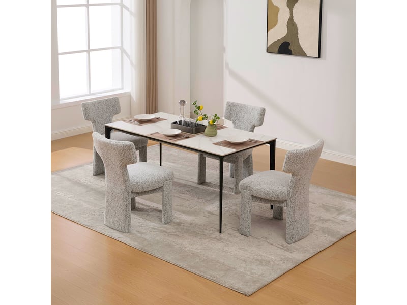  Lot de 2 chaises de salle à manger en tissu chenille blanc et noir W3633P420563 - Conforama B