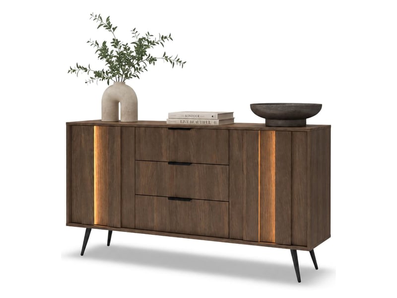  Buffet hahasasi, commode 3 tiroirs, 154x40x87h cm noyer marron Hahasasi - Conforama A