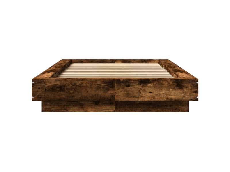 Lit simple- lit adulte - cadre de lit et lumières led sans matelas chêne fumé 90x190 cm - Conforama D