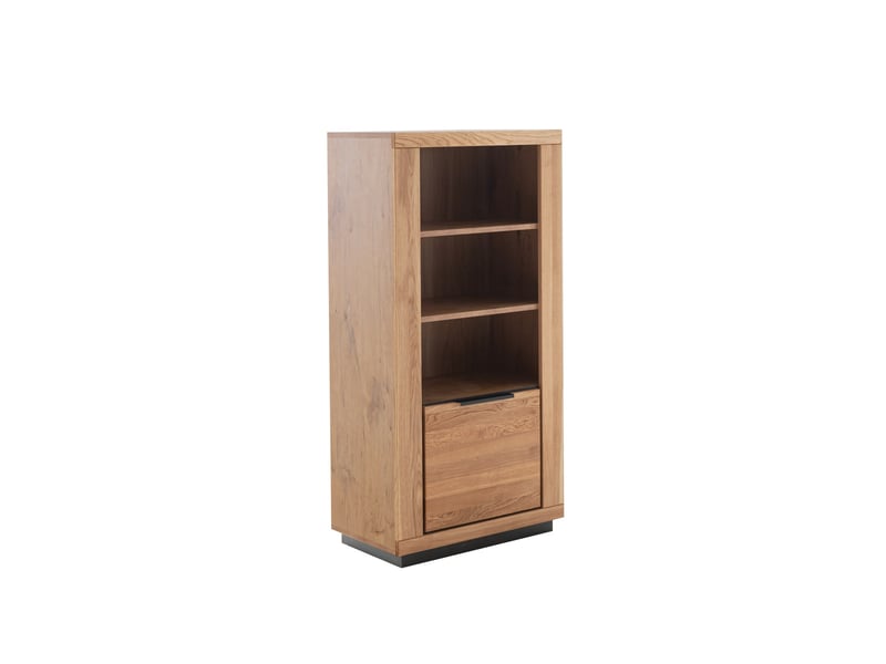  Bibliothèque 3 niches ouvertes et 1 porte de rangement coloris chêne massif huilé  - longueur 72 × hauteur 142 × profondeur 40 cm  - Conforama E