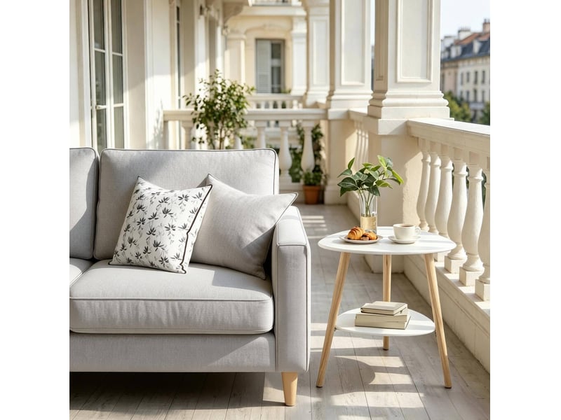  Table d'appoint tcqpz 50 x 40 x 55 cm avec 2 étagères mdf et bois blanche  - Conforama E
