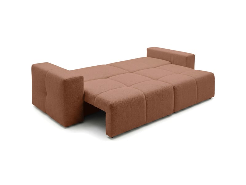  Celine - canapé droit 3 places convertible en bouclette  - Conforama C