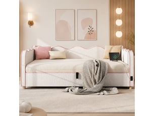 Lit banquette 90x200 cm <strong></strong>  <strong></strong> coloris beige