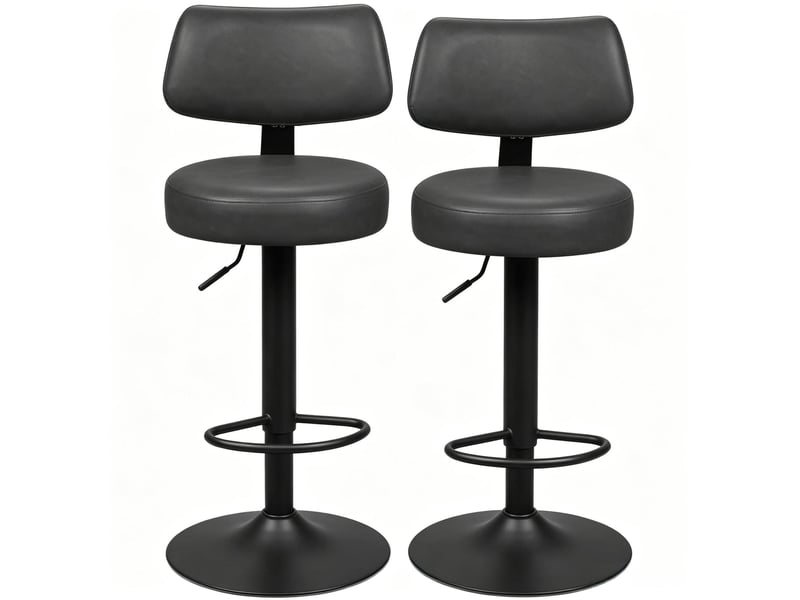  Tabourets de bar 41x41x97-109 cm lot de 2, hauteur réglable, chaise de bar, assise en polyuréthane (pu), anthracite  - Conforama A