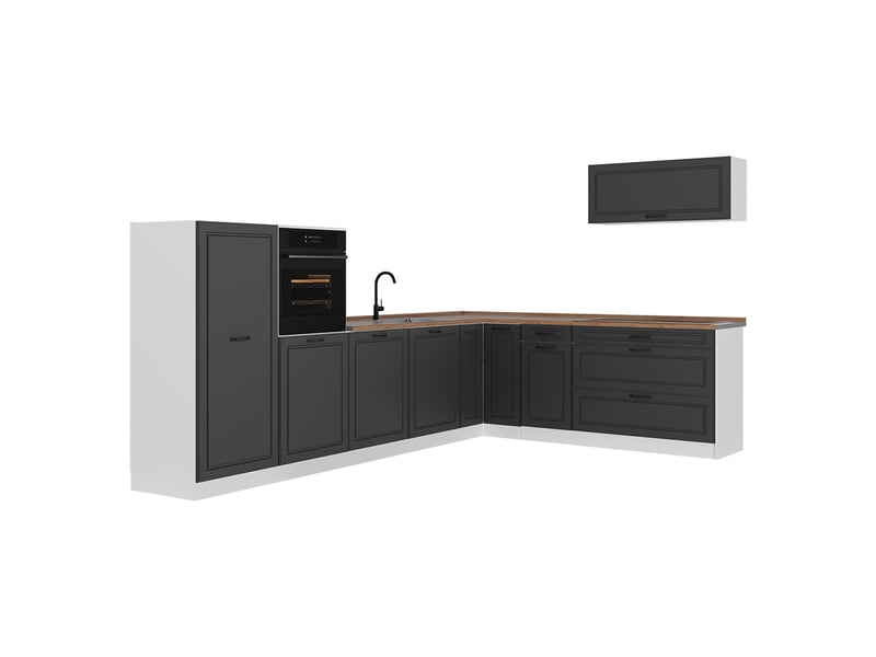 Vicco cuisine en angle, anthracite campagneblanc, 327 x cm sans plan de travail - Conforama A