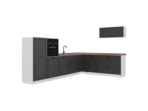 Vicco cuisine en angle, anthracite campagneblanc, 327 x cm sans plan de travail