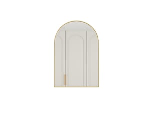 Meuble miroir mural cintré avec étagères métal doré 91x61x12 cm