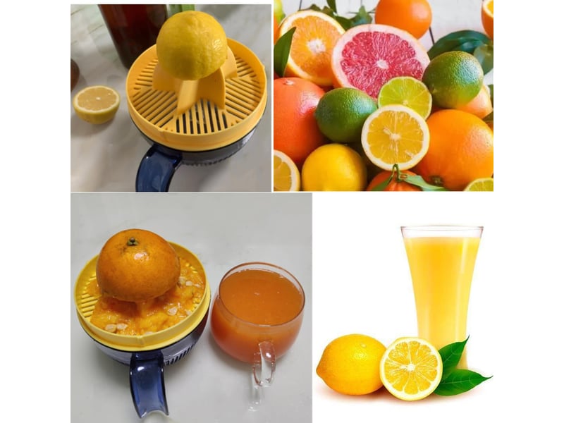 Grand presse-agrumes manuel en plastique - tasse 600 ml avec bec verseur et alésoir rotatif 6 dents - Conforama E