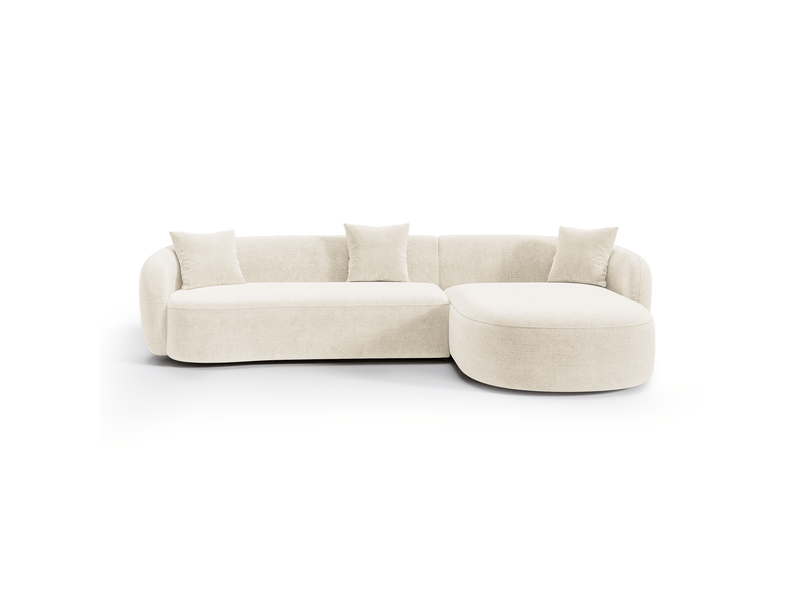  Canapé d'angle droit 4 places en velours texturé crème celine 1CELADVTCR - Conforama C