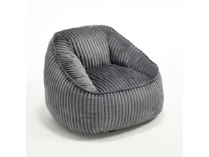 Fauteuil 1 place - 98x92x73cm - fauteuil pouf en mousse à mémoire de forme et peluche rayée - gris