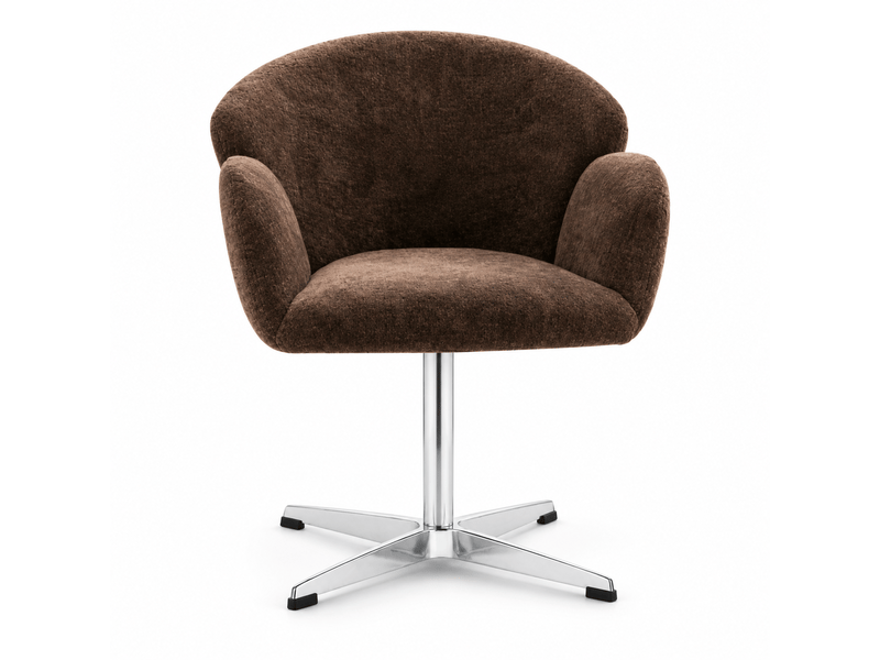  Chaise de salle à manger velours brun pivotante 360°, piètement inox brillant, assise rembourrée, montage facile  - Conforama A