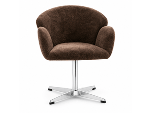 Chaise de salle à manger velours brun pivotante 360°, piètement inox brillant, assise rembourrée, montage facile