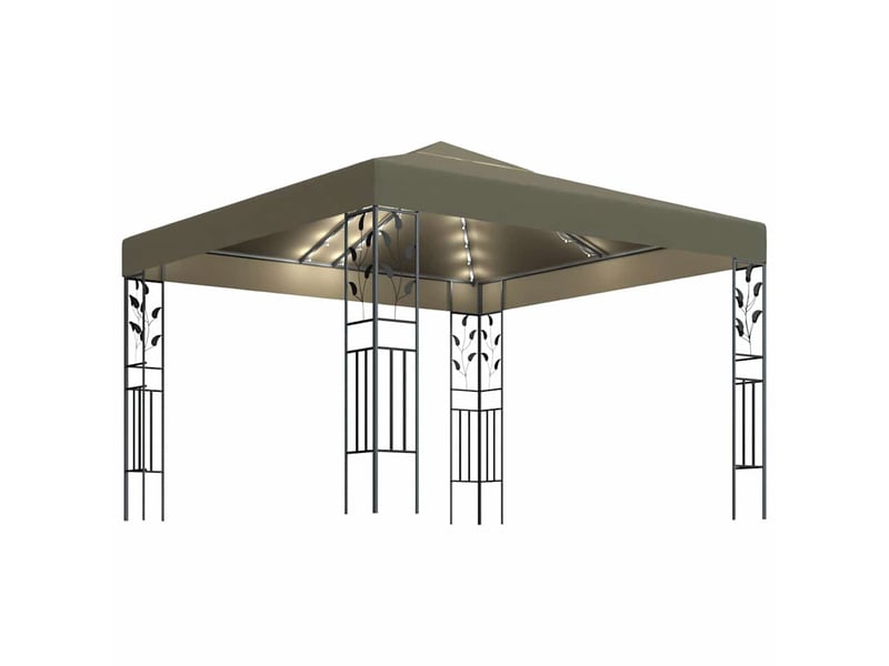 Tonnelle avec guirlande lumineuse à led 3x3 m taupe cf62467 - Conforama A