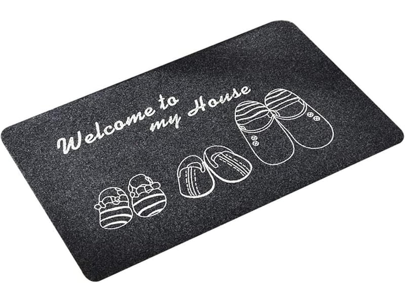  Tapis de porte extérieur et intérieur,tapis absorbant noir gris,tapis d’entrée antidérapant facile à nettoyer avec revêtement en caoutchouc pour coulo  - Conforama A