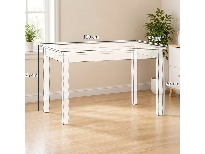 Table de salle à manger rectangulaire pour 4 à 6 personnes en panneaux de particules chêne et blanc 119 × 70 × 75 cm - Conforama C