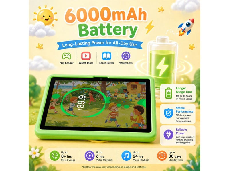  Tablette enfant 10.1 android 16 wifi 6 24 go ram 128 go stockage verte 413542_AACLC99658_6_DROPFR - Conforama E