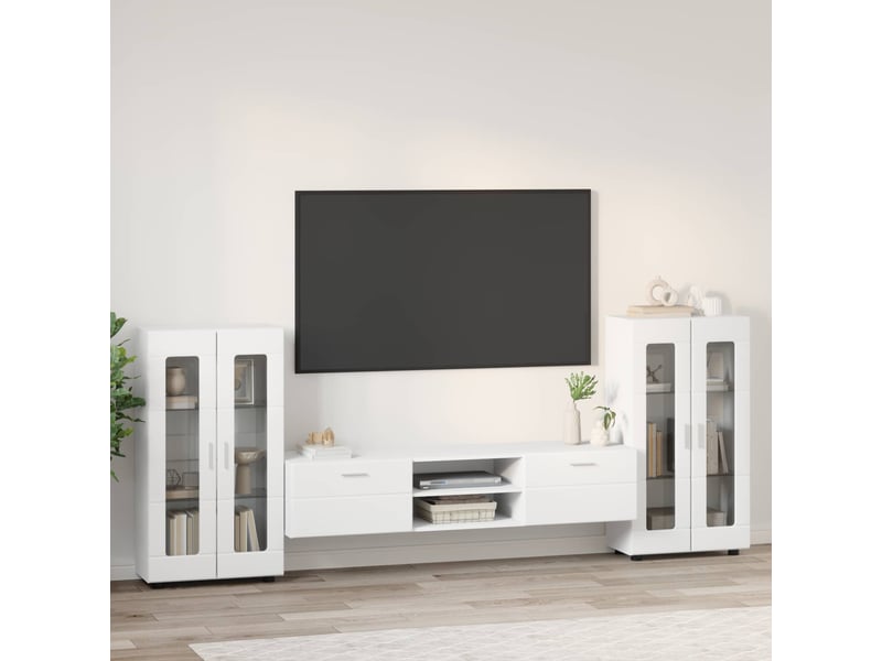  Ensemble meuble tv - banc tv - meuble de rangement florin 3 pcs blanc bois d'ingénierie  - Conforama D