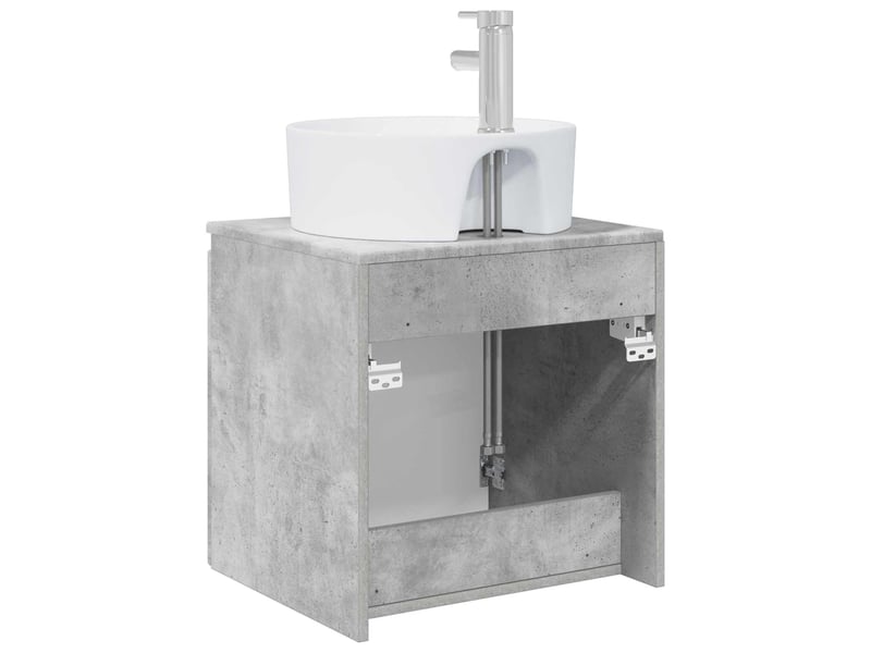  Vanité de lavabo mural, meuble de rangement gris béton 49.5x44.5x65 cm shl4629  - Conforama E