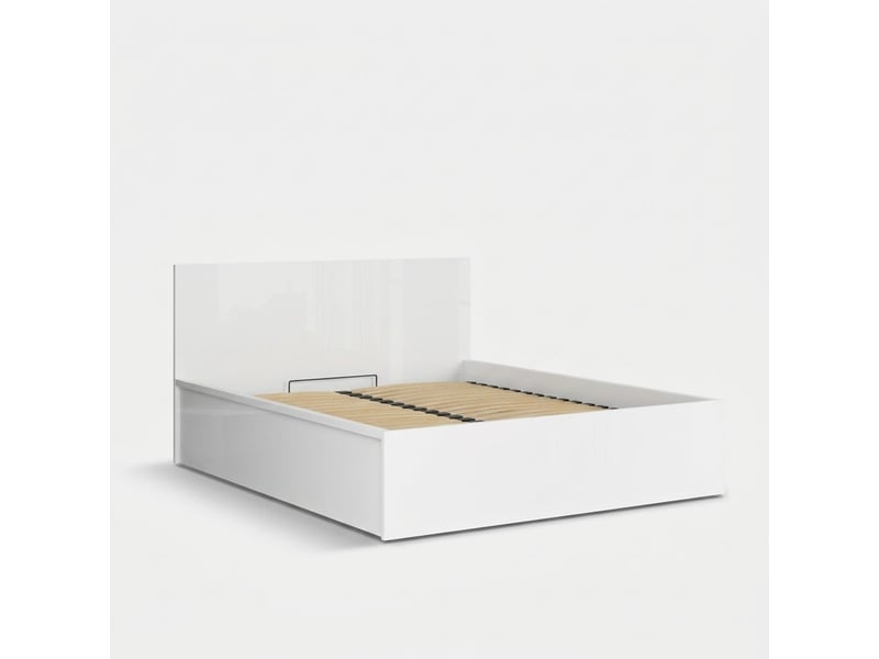  Lit coffre double 160x200 avec sommier tetrix - blanc  - Conforama A