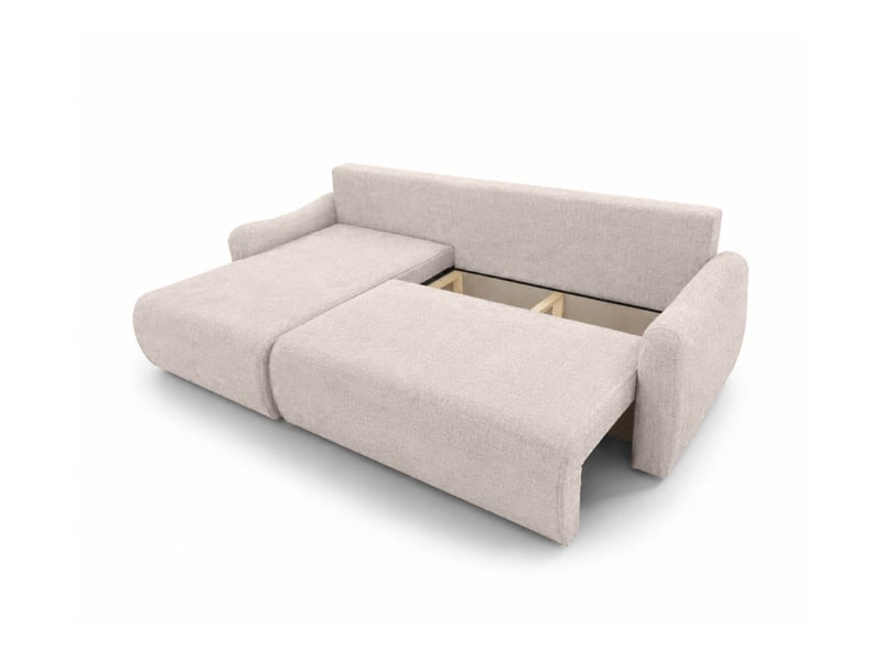  Apoline - canapé d'angle réversible convertible 4 places avec coffre en tissu  - Conforama D