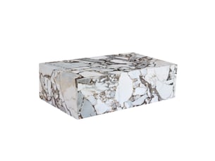 Table basse rectangulaire 90x50x30 cm – blanc – mdf avec placage marbre, structure monobloc sans montage