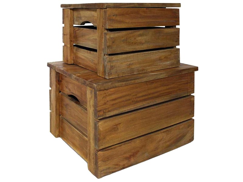 Ensemble de caisse de rangement 2 pcs bois d'acajou massif - Conforama B