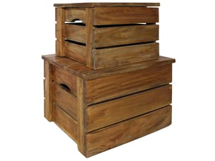 Ensemble de caisse de rangement 2 pcs bois d'acajou massif