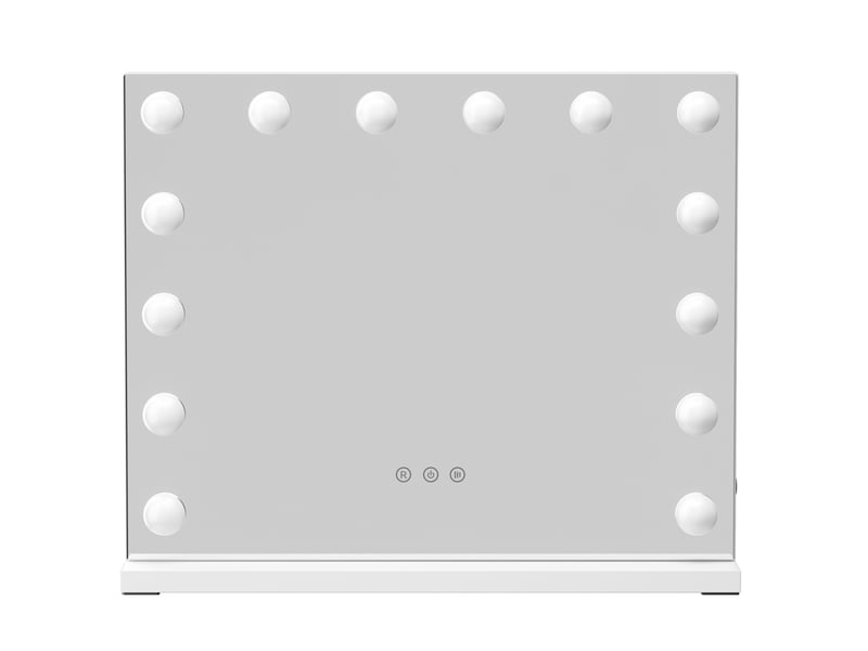 Miroir coiffeuse led 80 x 60 cm - avec miroir grossissant 10x amovible, mémorisation du réglage et 3 couleurs d’éclairage - rectangulaire, à fixer au mur ou à poser  - Conforama A