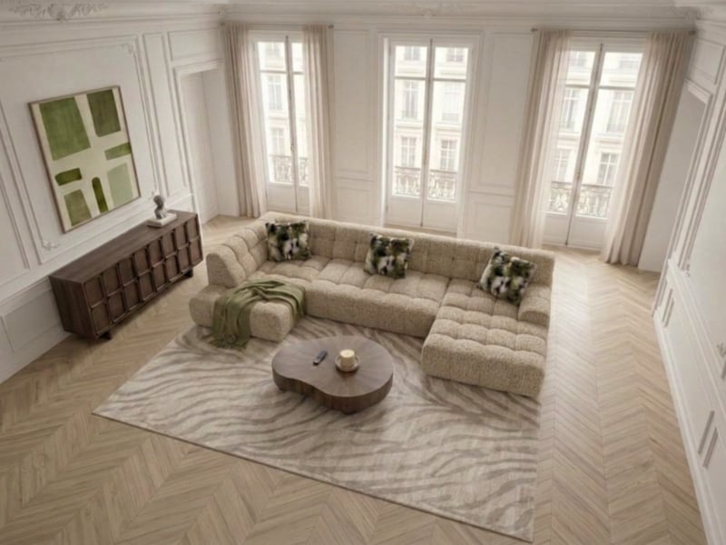  Bobochic canapé panoramique avance-recule électrique andre tissu texturé beige  angle gauche ANDRE - Conforama D