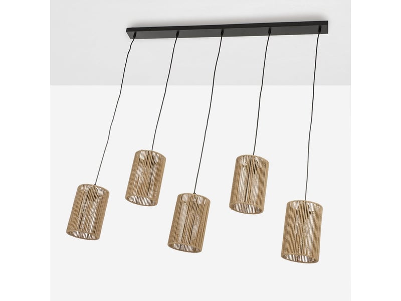 Lustre suspendu à 5 lumières avec abat-jour en papier nivaro  - Conforama C