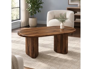 Table basse ovale coloris bois foncé <strong>MAISENTIEL</strong> <strong></strong> - 50 cmx99 cm