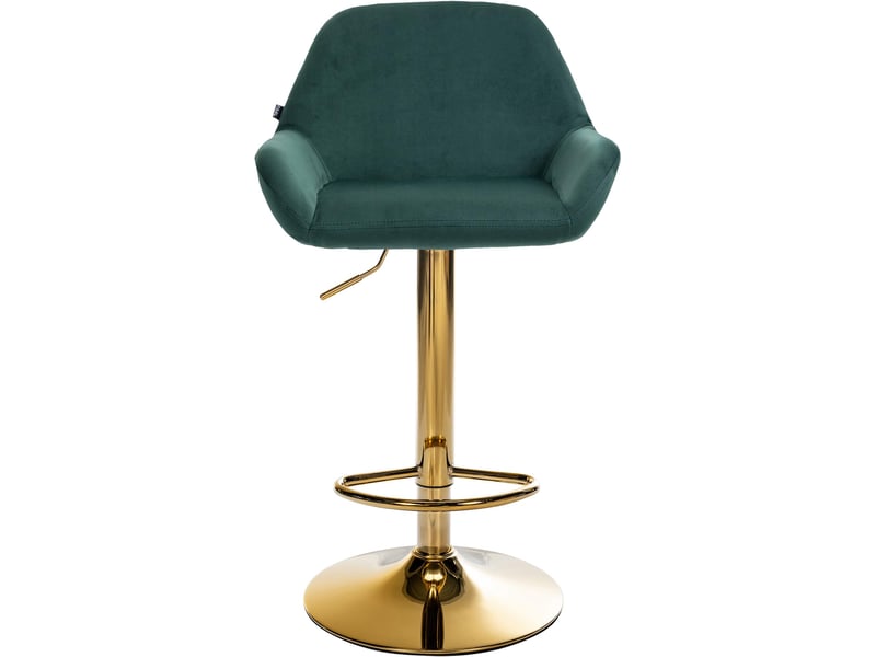  Lot de 2 tabourets de bar repose-pieds intégré revêtement velours vert structure en métal doré tdb10739  - Conforama C