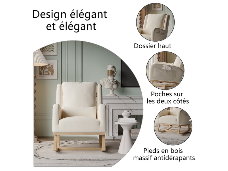  Fauteuil relax manuel lin beige  - Conforama C