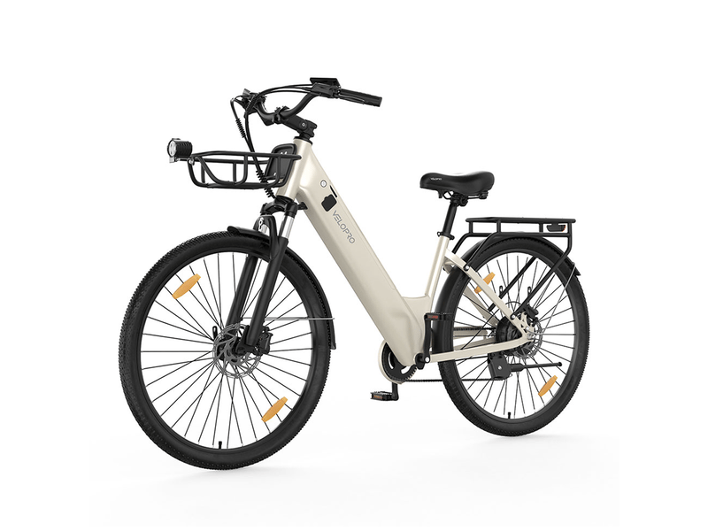 Velopro c1 pro vélo électrique 250w 36v 18ah 27.5*1.95 cadre ouvert adulte vélo de ville pour trajets quotidiens avec panier porte-bagons arrière écran lcd couleur capteur de vitesse frein à disque hydraulique 7 vitesses 25kmh - Conforama A