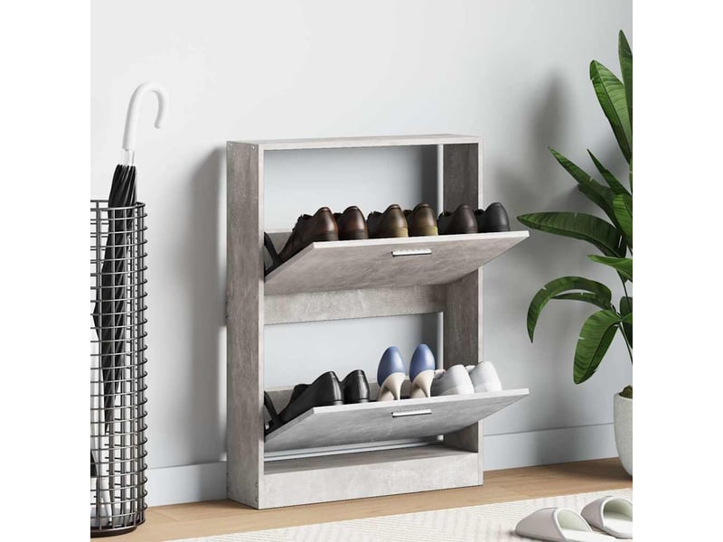  Meuble à chaussure, armoire à chaussures gris béton 59x17x81 cm bois d'ingénierie  - Conforama B