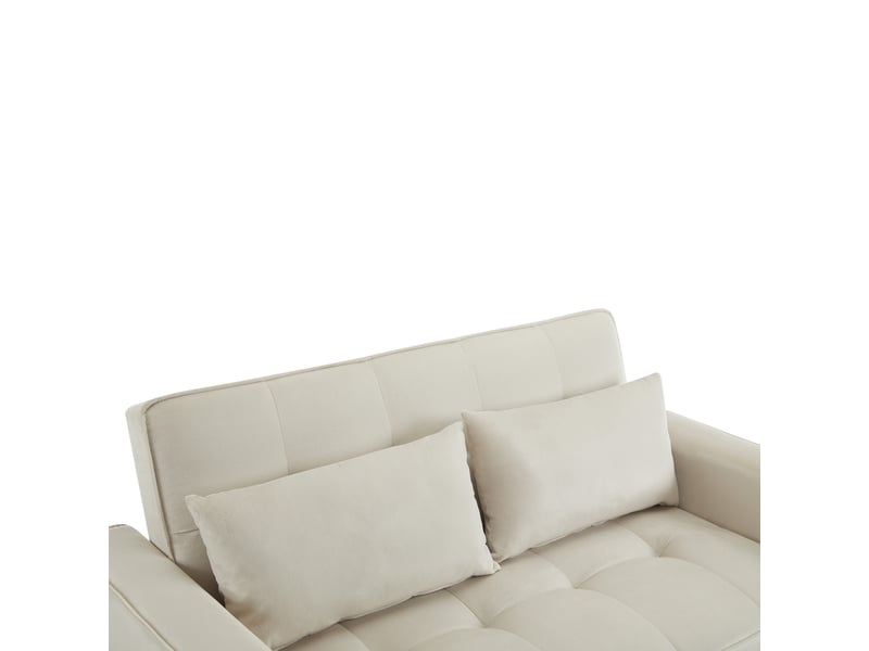 Canapé convertible 2 places beige en velours, canapé-lit multifonction avec rangement intégré pour salon - Conforama R