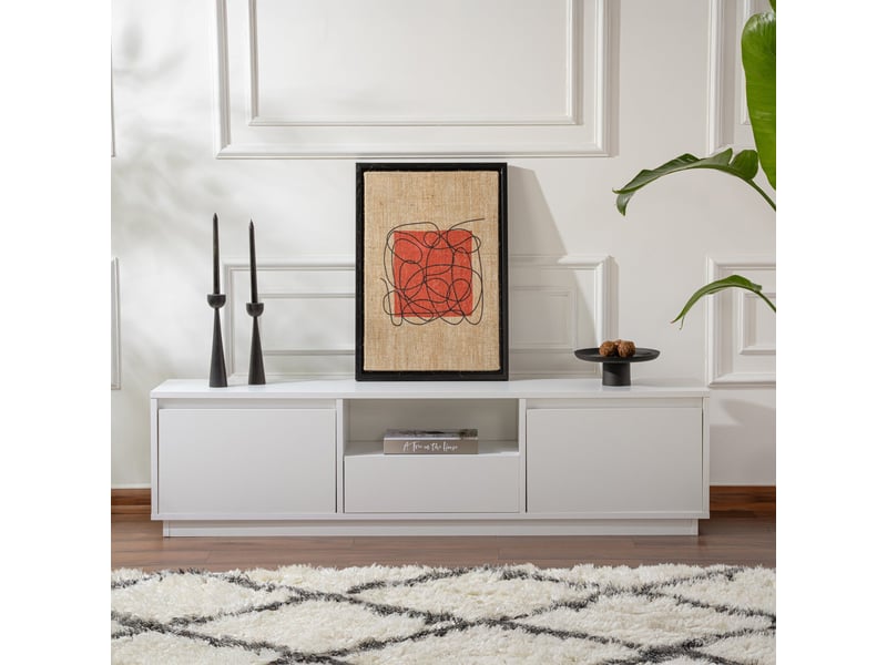  Meuble tv 3 portes 1 niche blanc  - Conforama D